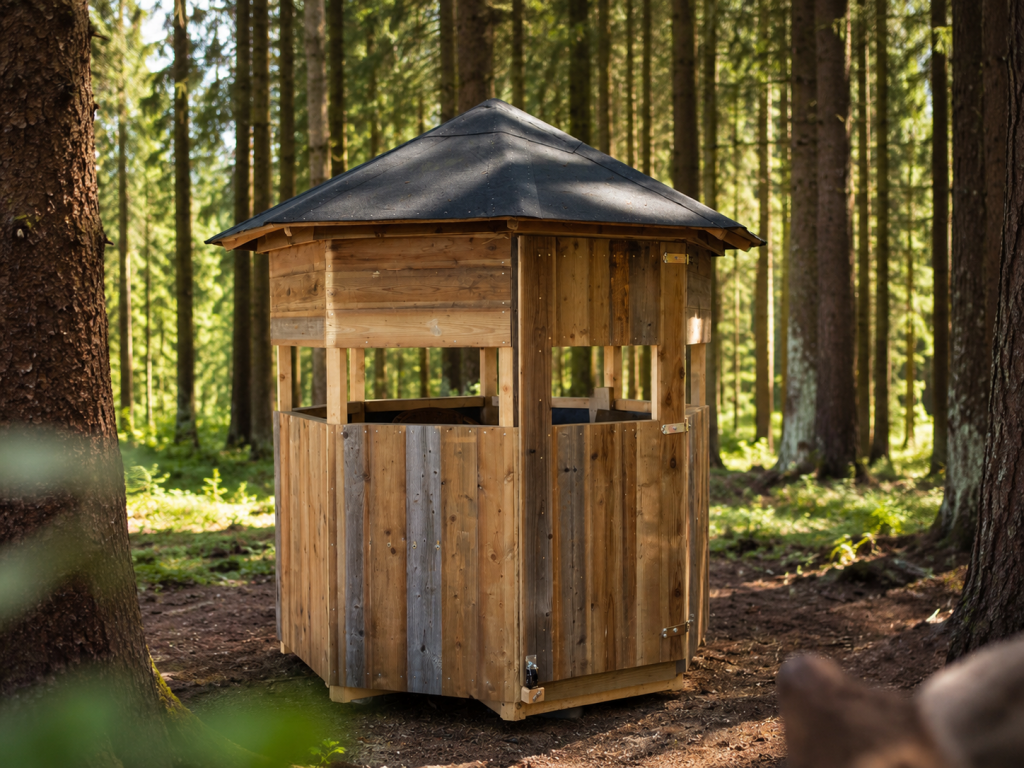 Achteckige Jagdkanzel im Wald im Jagdgebiet Unterwendling